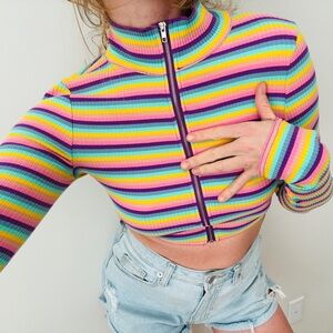 Rare Colorful Striped Women's Crop Top